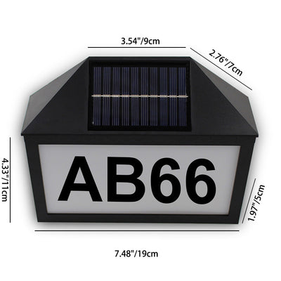 Contemporary Industrial ABS Address Sign Solar Digital House LED Outdoor Wall Sconce Lamp For Garden