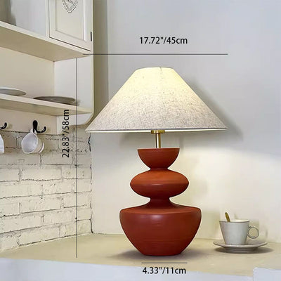 Lampe de table à 1 lumière à base ronde en résine avec abat-jour en tissu de transition moderne pour le bureau à domicile 