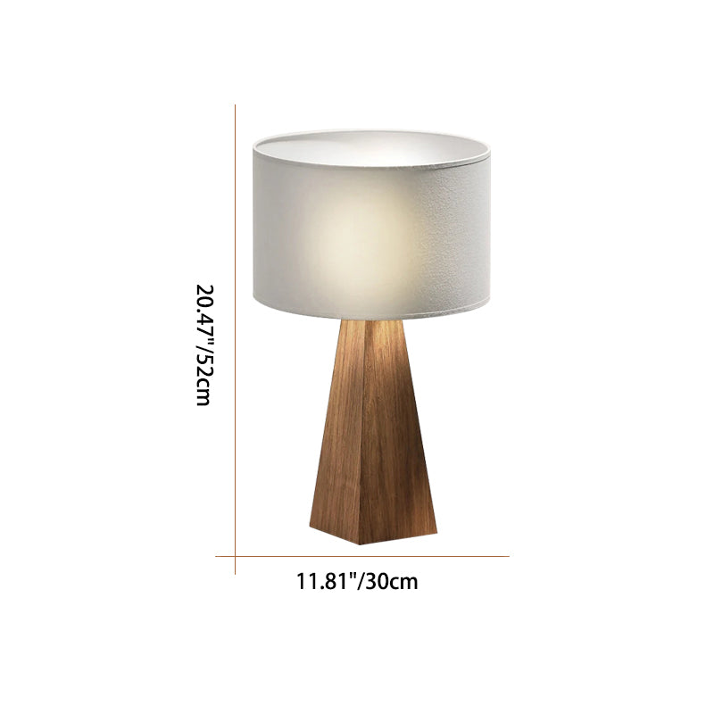 Contemporary Creative Cylindrical Prismatic Table Solid Wood Fabric 1-Light Table Lamp For Bedroom