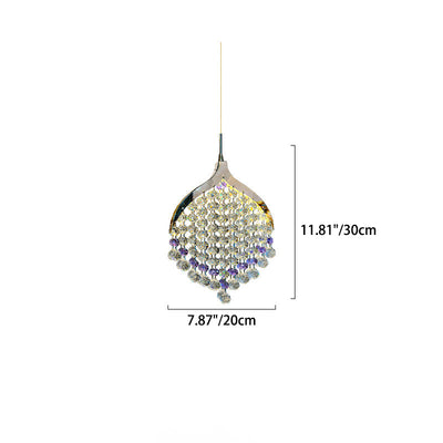 Modern Eclectic Teardrop Stainless Steel Crystal LED Pendant Light For Living Room