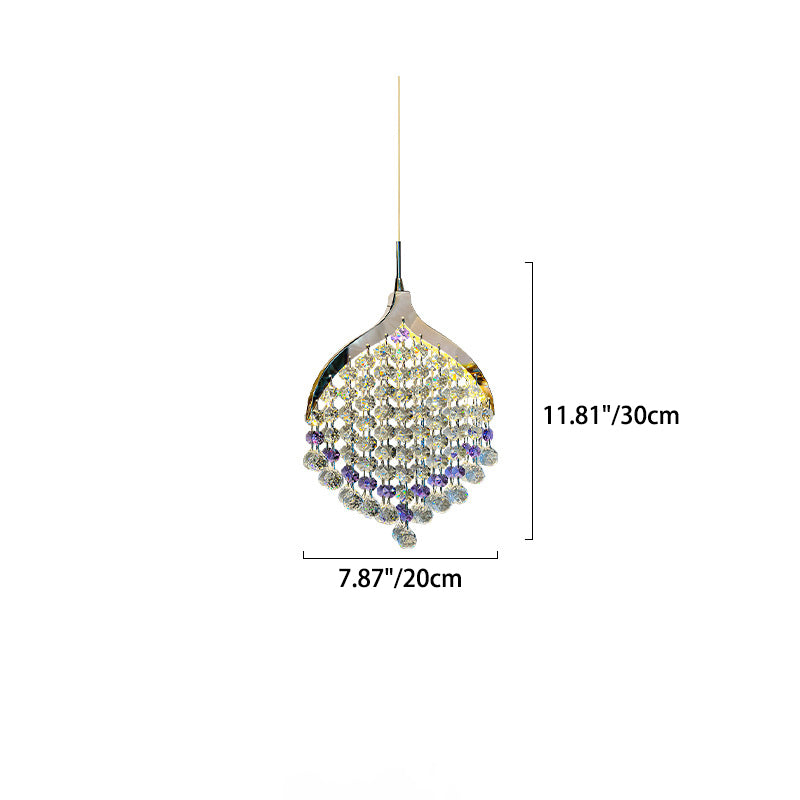 Modern Eclectic Teardrop Stainless Steel Crystal LED Pendant Light For Living Room