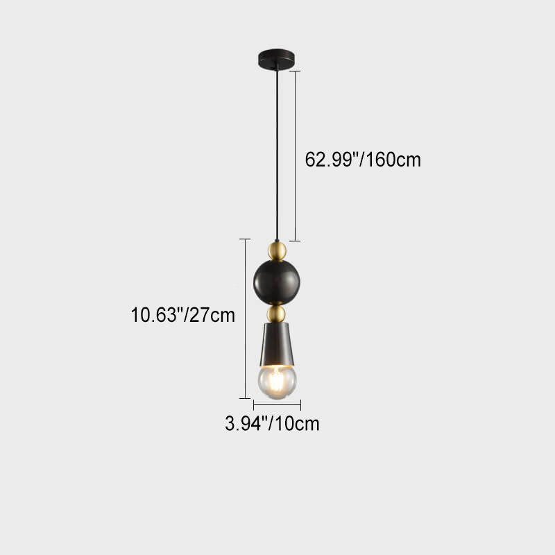 Modern Minimalist Geometric Column Glass Brass 1-Light Pendant Light