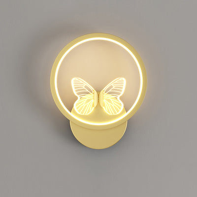 Modern Art Deco Butterfly Square Round Frame Design LED Wall Sconce Lamp For Bedroom