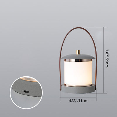 Contemporary Simplicity Portable Imitation Leather Acrylic Cylinder LED Night Light Camping Light For Outdoor Patio