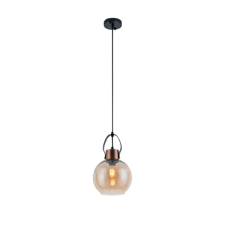 Industrial Minimalist Wrought Iron Glass 1-Light Pendant Light