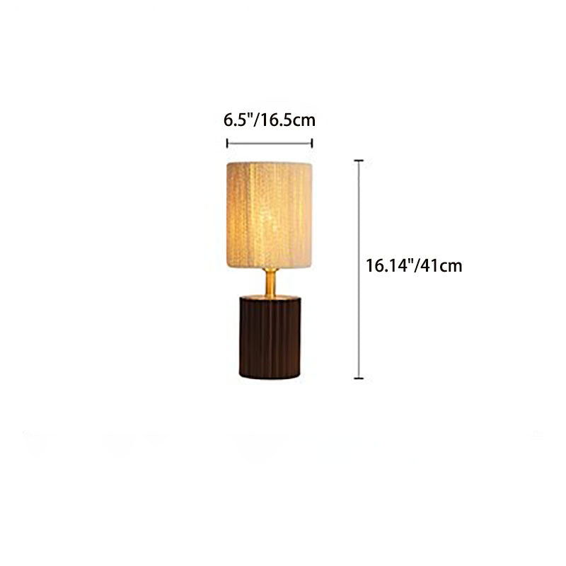 Traditional Japanese Column Wood Paper Rope 1-Light Table Lamp For Living Room