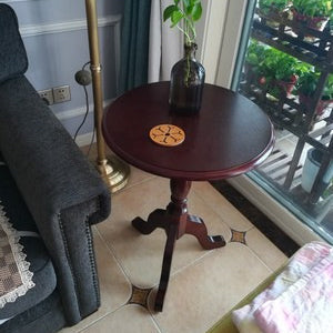 Traditional European Round Wood Tripod Base End Table For Living Room