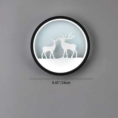 Contemporary Creative Deer Acrylic Round Shade LED Wall Sconce Lamp For Living Room