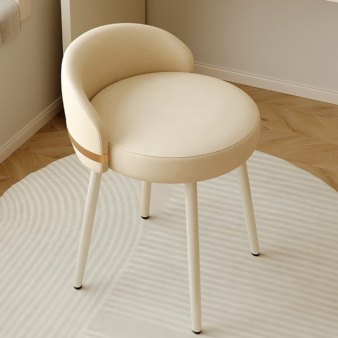 Tabouret de coiffeuse rond en cuir et métal avec dossier en éponge pour chambre à coucher 