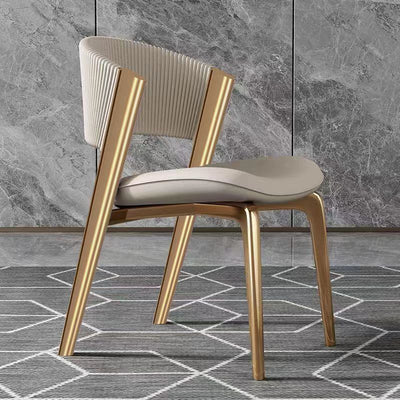 Modern Luxury Square Leather Stainless Steel Foam Dining Chair Four Legs Backrest For Dining Room