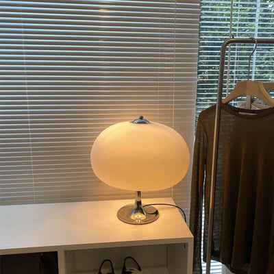 Modern Minimalist Oval Mushroom Iron Glass 3-Light Table Lamp