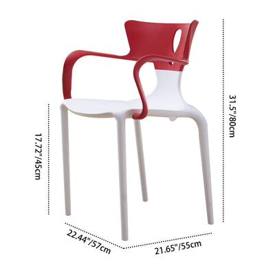 Contemporary Nordic Curved Plastic Dining Chair Backrest Armrest For Dining Room