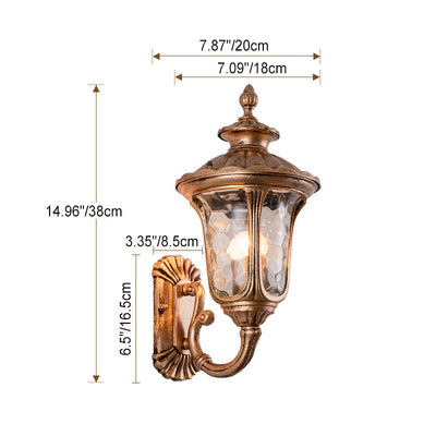 Traditional European Waterproof Castle Shaped Aluminum Glass 1-Light Outdoor Wall Sconce Lamp For Garden