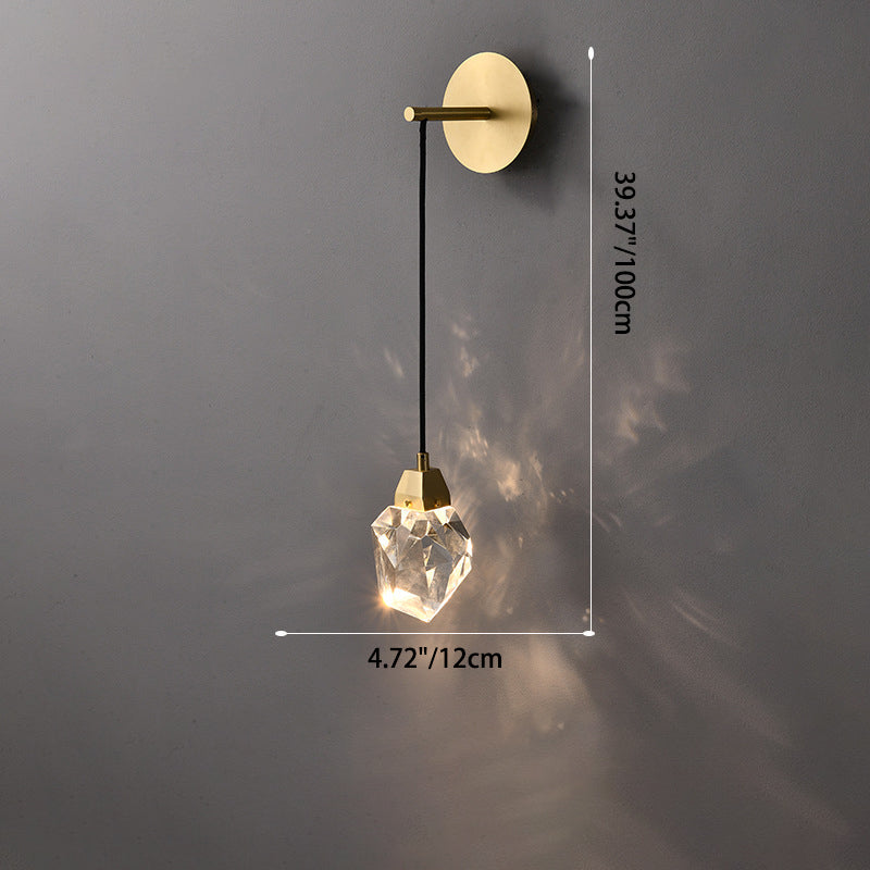 Modern Luxury Copper Crystal Irregular Masonry 1-Light Wall Sconce Lamp For Living Room