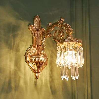 Traditional French Luxury All-Copper Branch 1/2-Light Wall Sconce Lamp For Bedroom