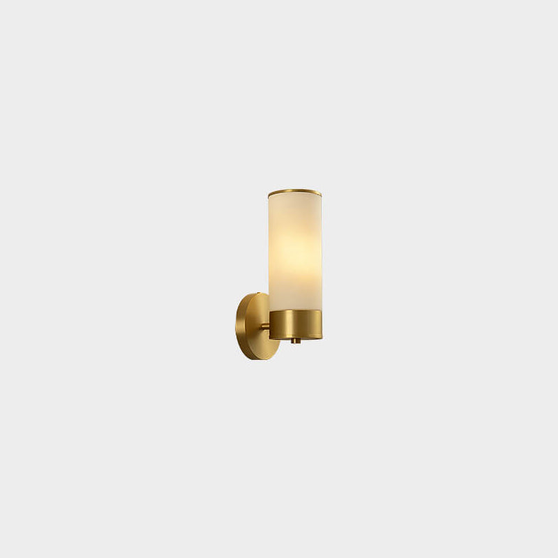 Modern Minimalist Cylindrical Glass All-copper 1/2 Light Wall Sconce Lamp