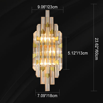 Contemporary Luxury Stripe Hardware Crystal 2/4 Light Wall Sconce Lamp For Living Room