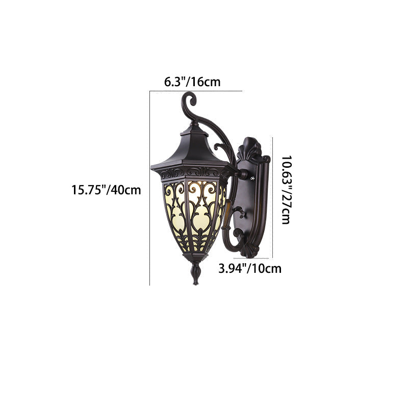 Traditional European Waterproof Seven Corner Goblet Aluminum Glass 1-Light Outdoor Wall Sconce Lamp For Garden