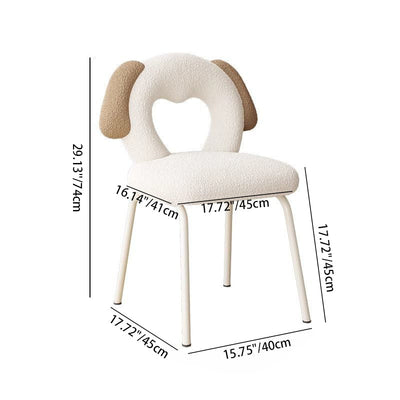 Modern Art Deco Hollow Dog Square Lambswool Wood Metal Vanity Stool Backrest Armless For Bedroom