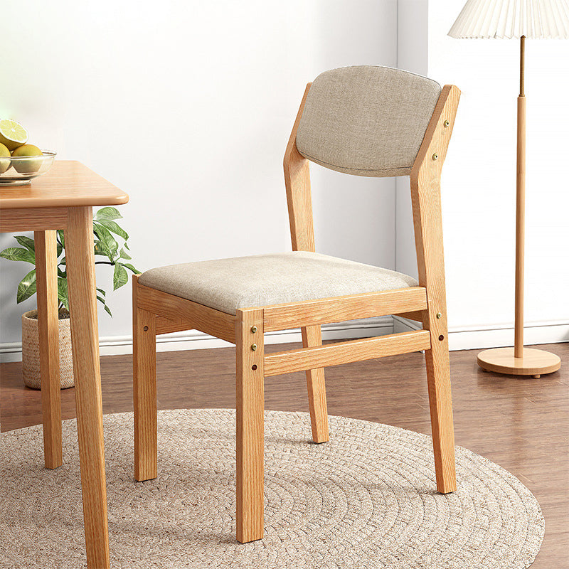 Modern Minimalist Square Upholstered Fabric Wood Dining Chair Backrest For Dining Room