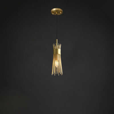 Contemporary Creative Bamboo Stick Cylinder Copper 1/2 Lights Pendant Light For Bedroom