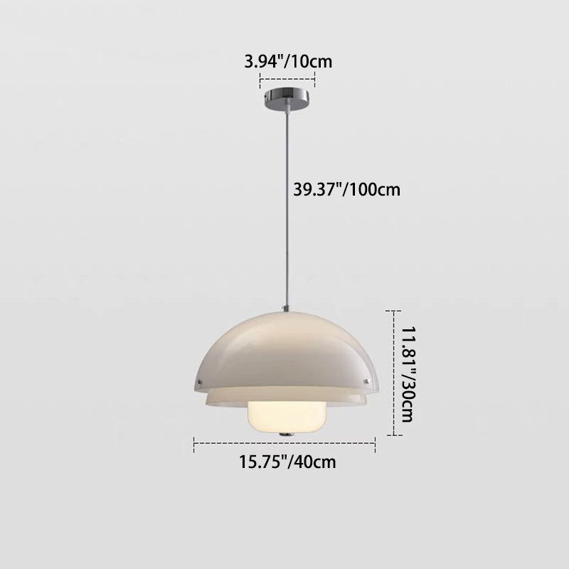 Contemporary Nordic Round Dome Iron Glass Acrylic 1-Light Pendant Light For Living Room