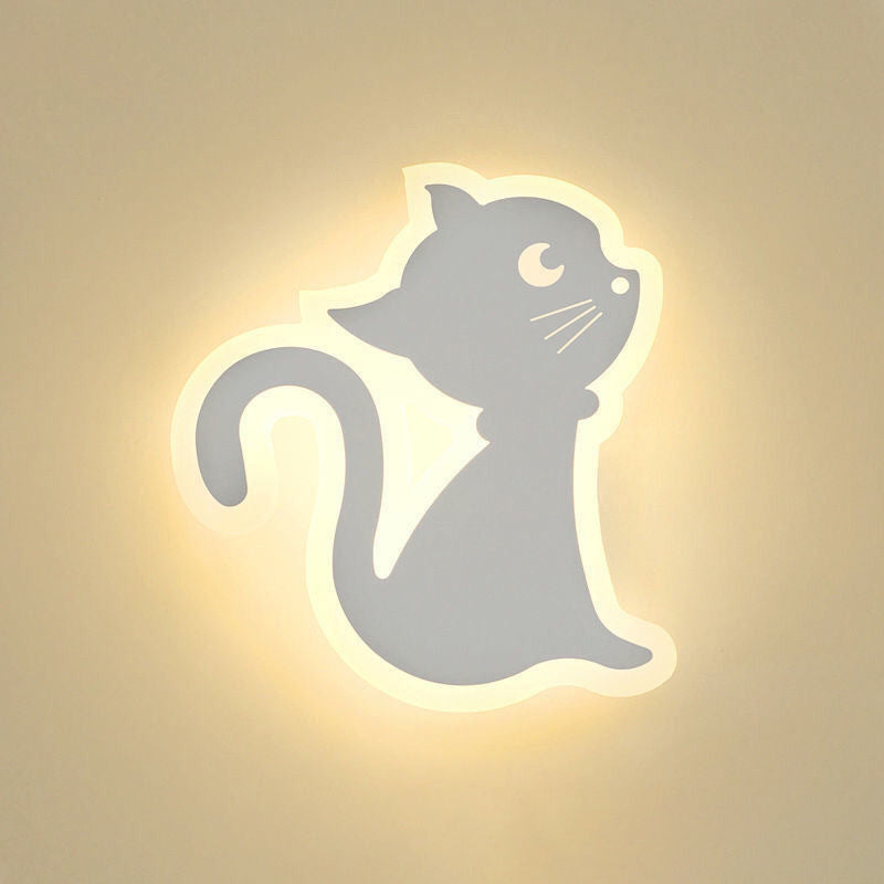 Applique murale en fer avec design de chat en acrylique créatif contemporain, lampe LED pour chambre 