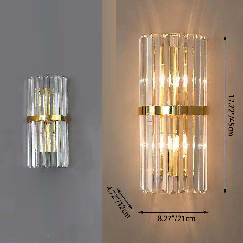 Contemporary Luxury Crystal Strip Stainless Steel 1-Light Wall Sconce Lamp For Bedroom