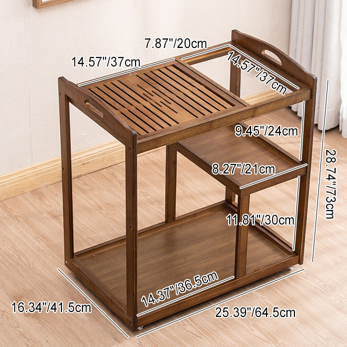 Modern Minimalist Rectangle Solid Wood End Table 3-Tier For Living Room