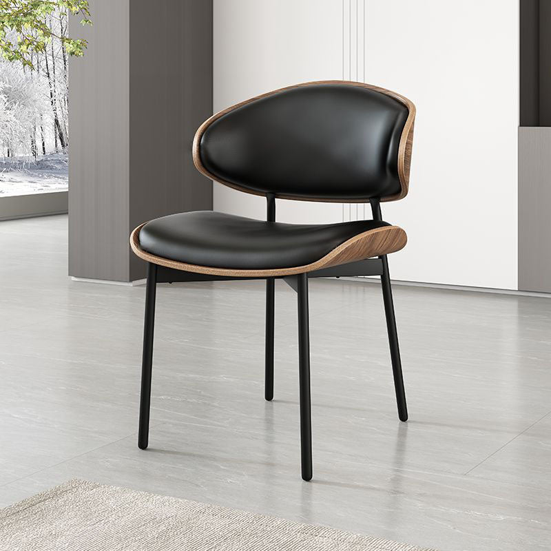 Modern Luxury Loop Curved Back Microfiber Leather Carbon Steel Dining Chair Backrest For Dining Room