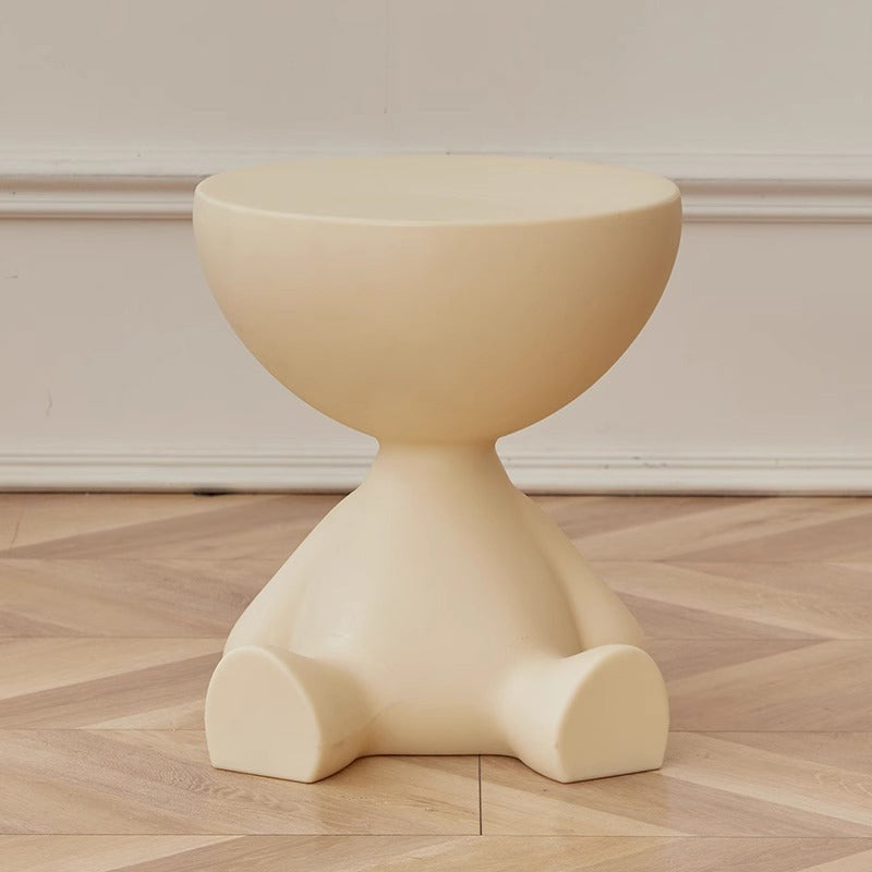 Contemporary Scandinavian Round PE Cartoon Bear Base End Table For Living Room