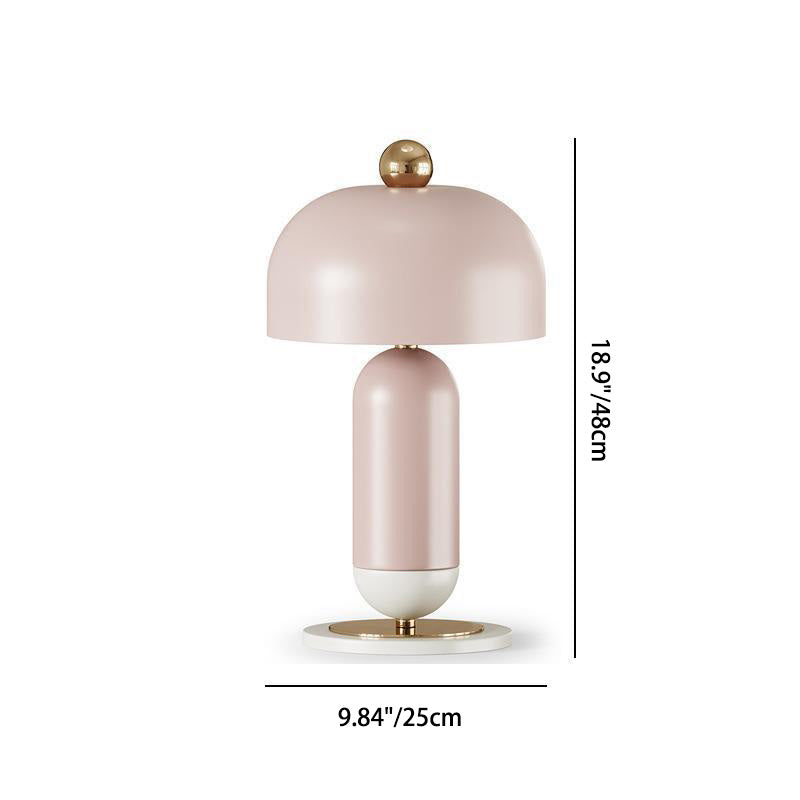 Modern Minimalist Dome Round Cylinder Hardware 2-Light Table Lamp For Bedroom