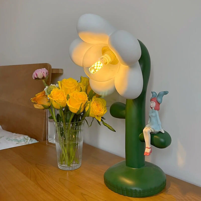 Modern Simple Flower Resin Glass 1-Light Table Lamp