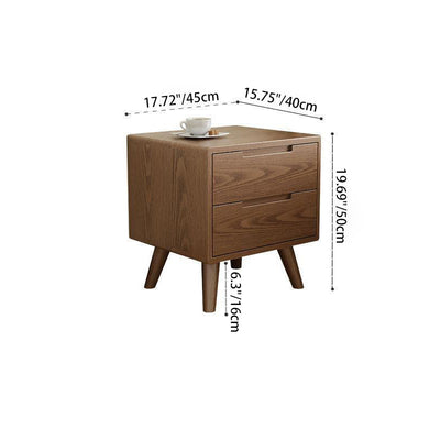 Modern Simplicity Square Rubber Wood Nightstand 1/2 Drawer For Bedside