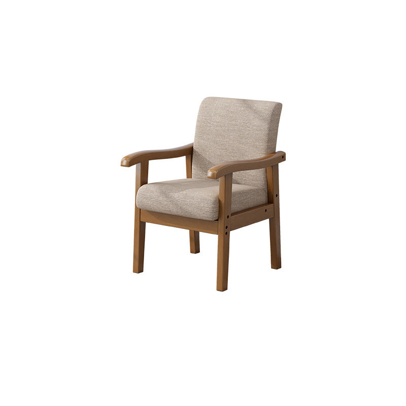 Modern Minimalist Square Upholstered Cotton Linen Fabric Solid Wood Chair For Living Room