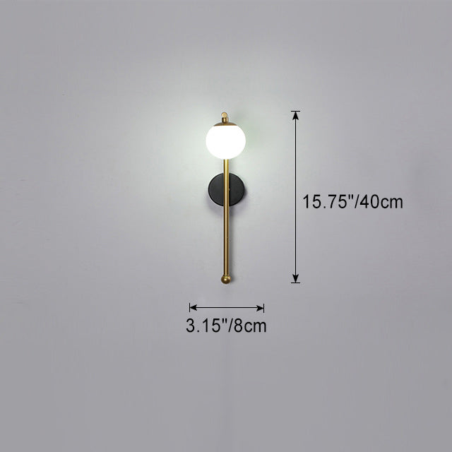 Contemporary Luxury Acrylic Spherical Shade Iron Aluminum 1-Light Wall Sconce Lamp For Bedroom