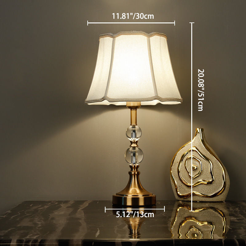 Modern Minimalist Column Crystal Iron Fabric 1-Light Table Lamp For Living Room