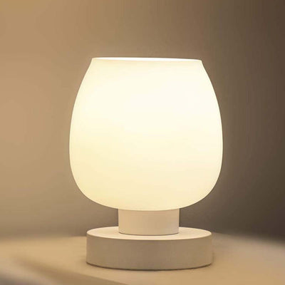 Modern Minimalist Flat Round Glass Iron 1-Light Table Lamp For Living Room