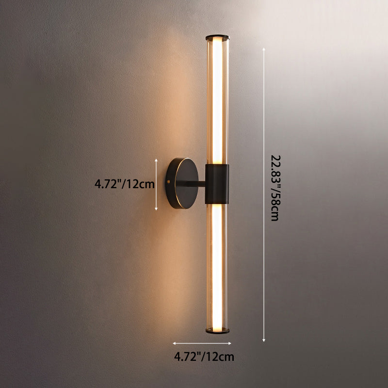 Modern Minimalist Cylindrical Copper Glass LED Wall Sconce Lamp For Living Room