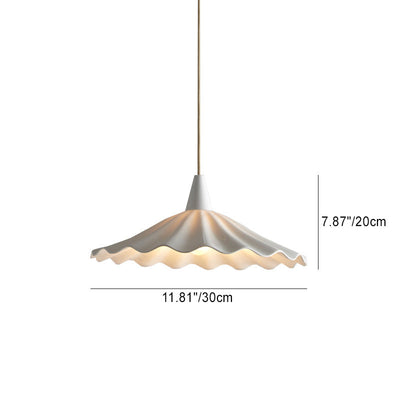 Modern Minimalist Round Pleated Ceramic 1-Light Pendant Light For Living Room