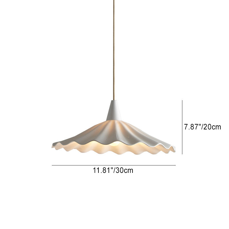 Modern Minimalist Round Pleated Ceramic 1-Light Pendant Light For Living Room