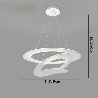 Contemporary Creative Multi-Tier Circle Flying Saucer Iron LED Pendant Light For Living Room