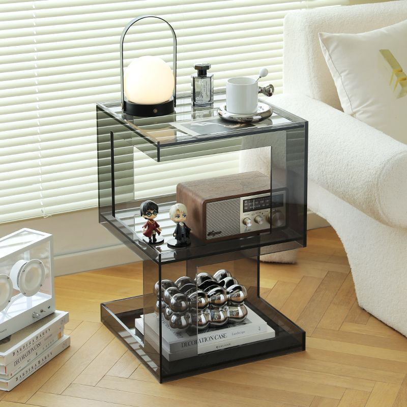 Modern Luxury Square Acrylic End Table 3-Tier For Living Room