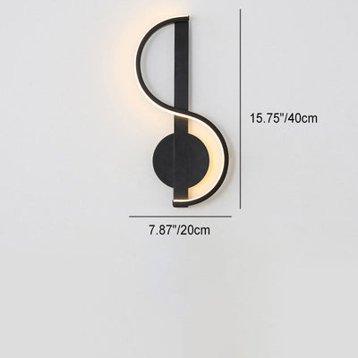 Contemporary Creative Music Note Silicone Line Iron LED Wall Sconce Lamp For Bedroom