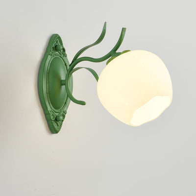Nordic Creative Floral Glass Round 1/2 Light Wall Sconce Lamp
