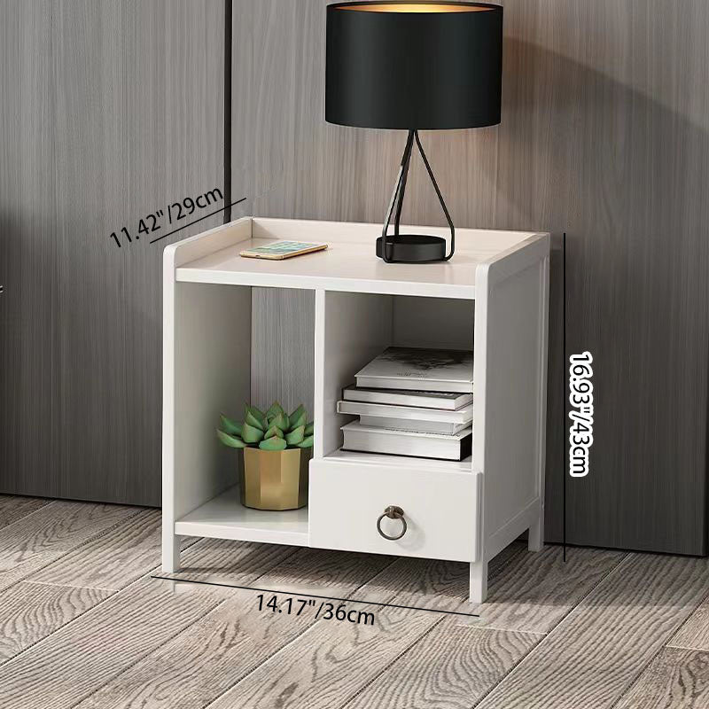 Modern Minimalist Rectangular Tabletop Solid Wood Nightstand 1/3-Drawer For Bedroom