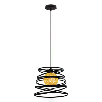 Contemporary Creative Iron Spiral Spherical Shade 1-Light Pendant Light For Living Room