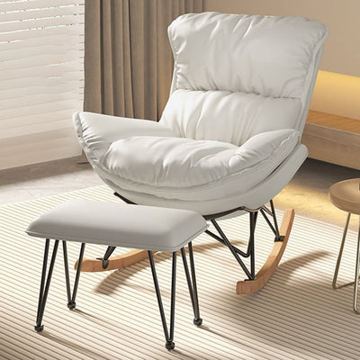 Contemporary Simplicity Fabric Upholstered Rocking Chair Footrest For Living Room