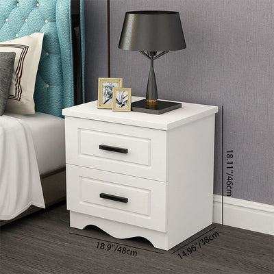 Modern Minimalist Rectangular Desktop Metal Artificial Panel Nightstand 2-Drawer For Bedroom