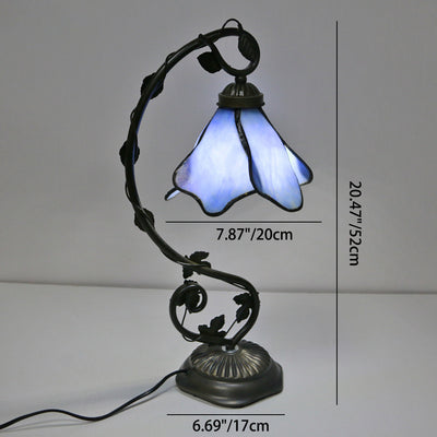 Modern Minimalist Petal Shaped Metal Glass 1-Light Table Lamp For Bedroom